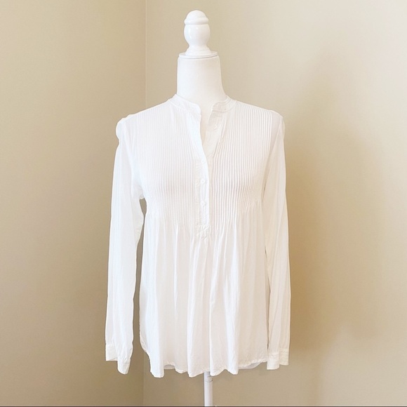 Sundance Pintuck Mystic Falls White Long Sleeve Blouse - XS - Picture 1 of 13